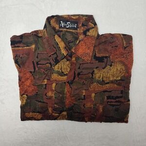 Vintage Alan Stuart Shirt Mens Medium Abstract Rayon Button Front Made USA 90s